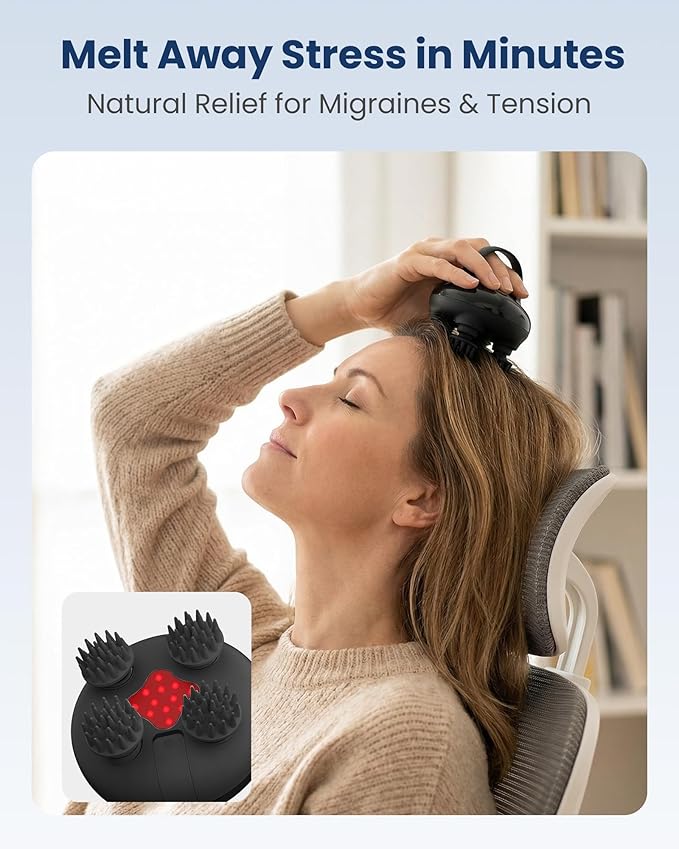 COMFIER Cordless Head Massager Scalp Massager Hair Growth with 3 kneading Modes,Waterproof Hair Massage with 8 Claws for Deep Cleansing,Body Cat Head Scratcher,Gift for Women,Men
