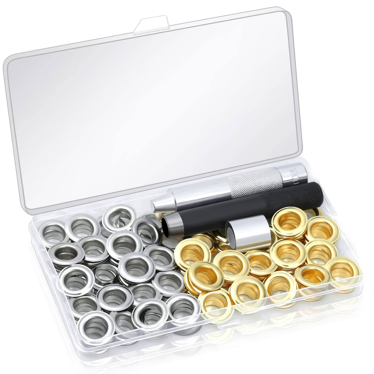 120 Sets Grommet Tool Kit 1/2 Inch, Cridoz Grommet Eyelets Kit with Setting Tools and Storage Box for Fabric, Tarps, Curtains