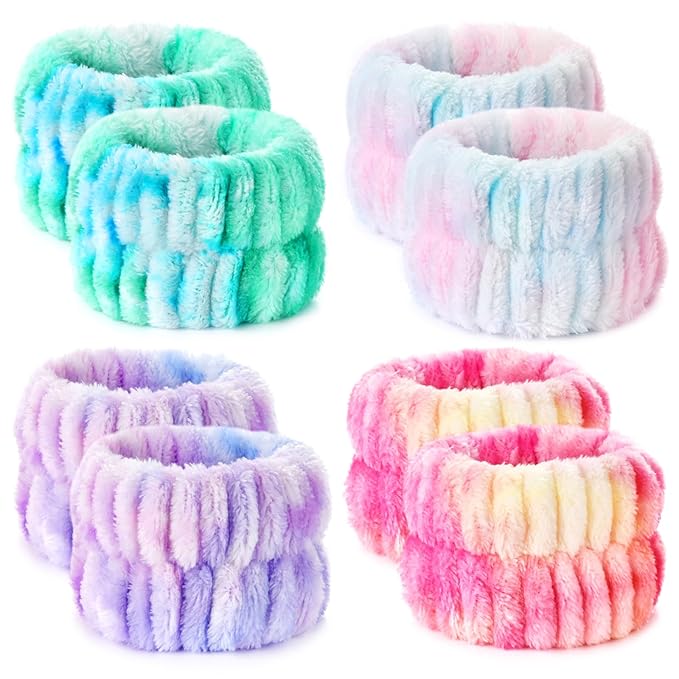 8pcs Wrist Bands for Washing Face Wash Wristbands Wrist Towels Arm Bands for Skincare Makeup Wrist Cuffs Spa Wrist Scrunchies