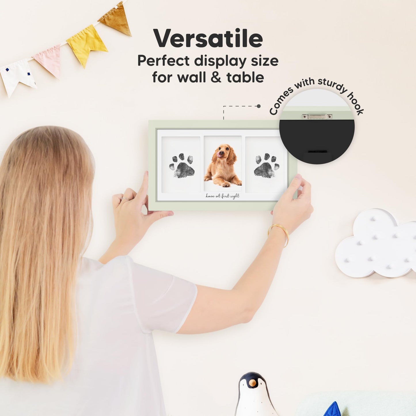 KeaBabies Inkless Hand and Footprint Kit, Boy, Girl, Newborn Keepsake - No Mess Ink Pad for Baby Handprint, Clean Touch Paw Print Kit for Dog, Baby Shower Gifts for New Mom First Mother's Day (Sage)