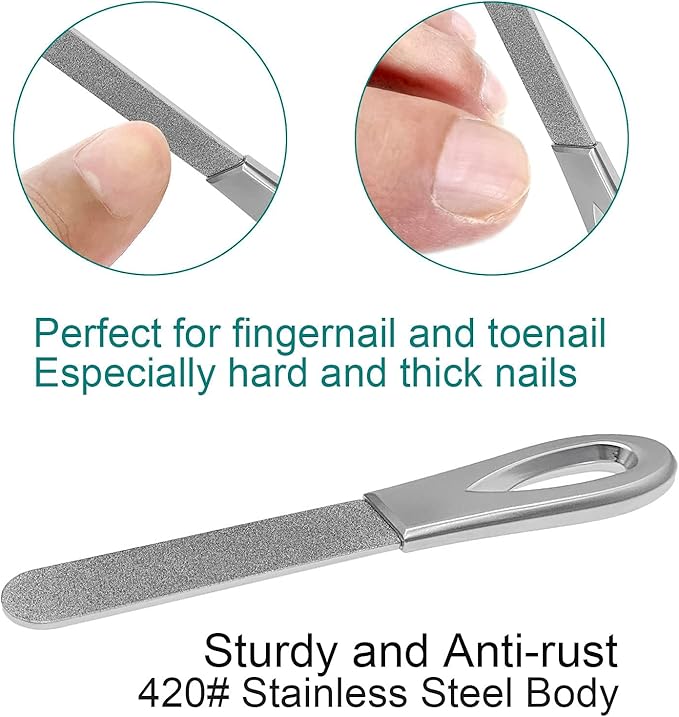 Travel Nail Files for for Thick Toenails, 3.6 Inch Diamond Nail File for Natural Nails, Double Sided 180 Diamond Grits Emery Boards for Men Woman Salon Home Travel (1 PACK-BF01)