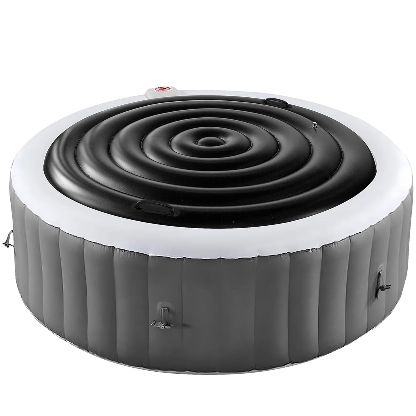 Tlswshsy 5.4 Ft Inflatable Hot Tub Cover- Energy Saving lid for Round Hot Tub- Foldable Protective Rain Overflow Cover for Outdoor Inflatable Hot Tubs (Black)
