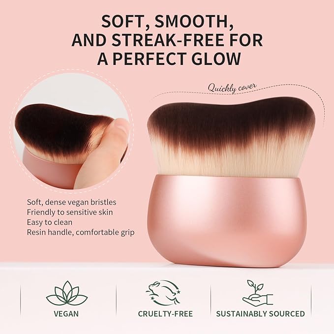 docolor Self Tanner Brush 75mm Large Body Makeup Brush Soft synthetic hair Tanning Brush no stripes, for Foundation, Self-tanners, Bronzer, Self Tan Back Applicator Face&Body Makeup Brush Gift Box