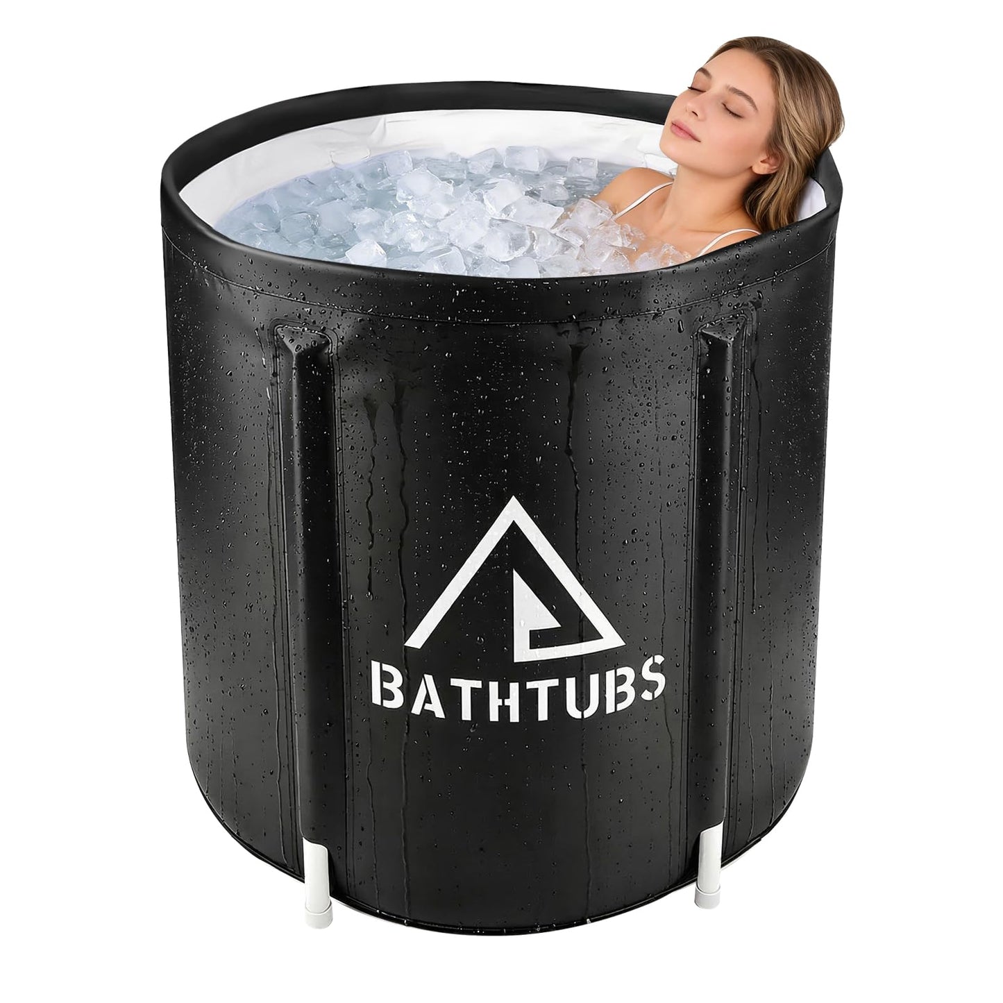 STARBRILLIANT Portable Foldable Bathtub, Collapsible Adult Bath Tub for Hot SPA and Ice Bath, Space-Saving Storage, Durable PVC Material (Black, 27inch)