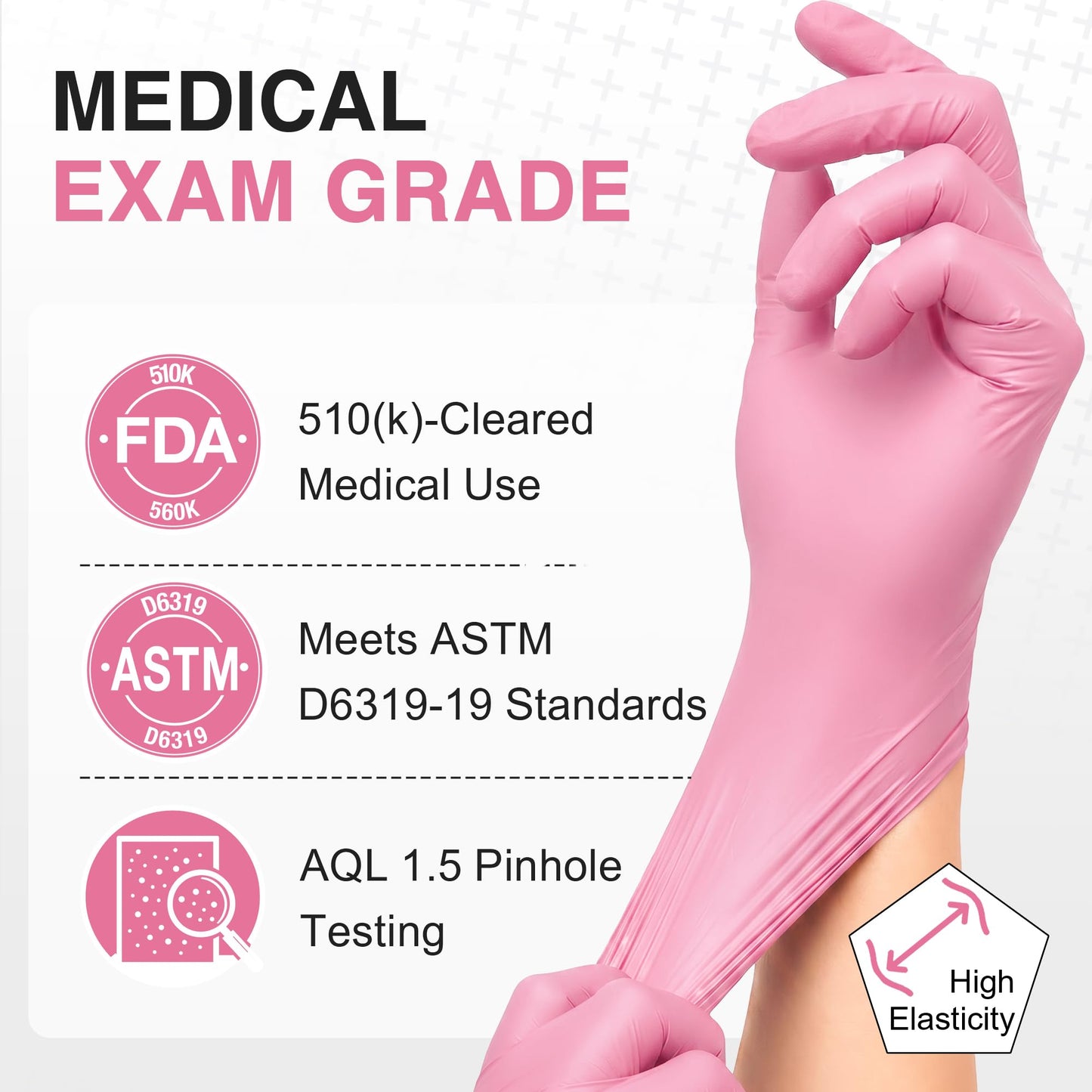 Schneider Medical Nitrile Exam Gloves, 4-mil Medical Gloves Disposable Latex Free, Powder Free, Food Safe Glove for Cooking, Cleaning, Examination, Cherry Blossom, Medium, 100-ct Box