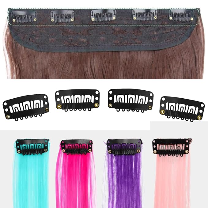 50Pcs 32mm Hairpieces Snap Clips U Shape Wig Clips for Hair Extensions Making Wig Accessories Set Tools (Black)