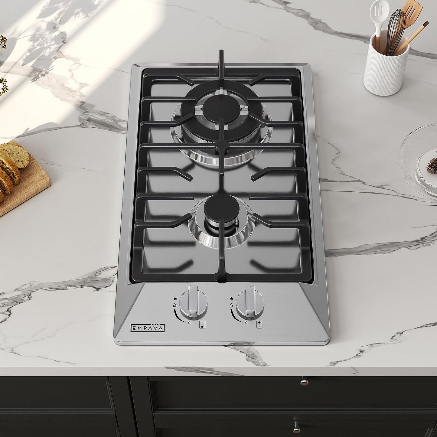 Empava 30 Inch Built-in Gas Cooktop with Stainless Steel Surface, 5 Sealed SABAF Burners, LPG/NG Convertible, Flame Failure Protection, Heavy Duty Cast Iron Grates