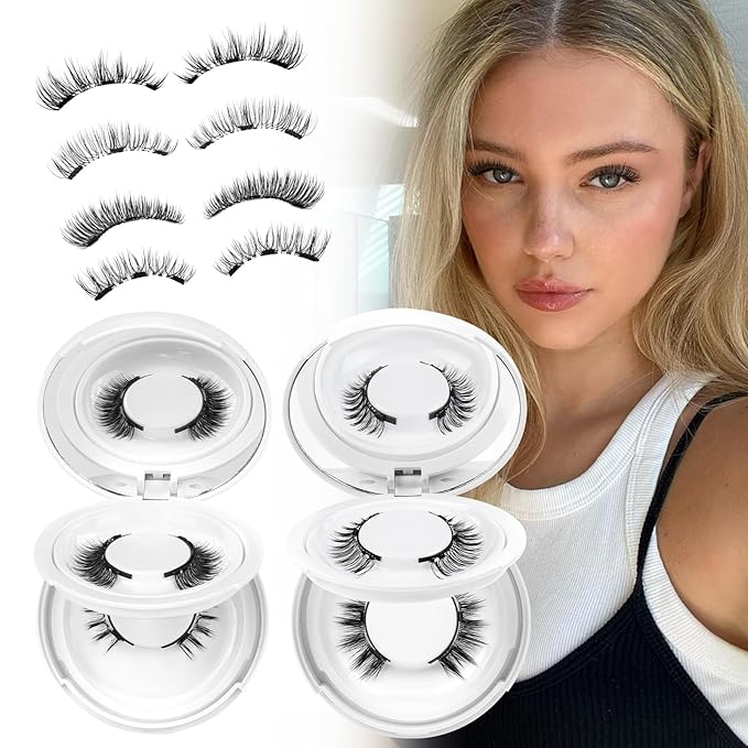Higu clace Magnetic Eyelashes 4Pairs Magnetic Eyelashes with Applicator Soft Magnetic Lashes Natural Look Wispy Magnet Lashes Without Eyeliner Easy to Wear and Remove(DJCX-E02Ã¯Â¼Â