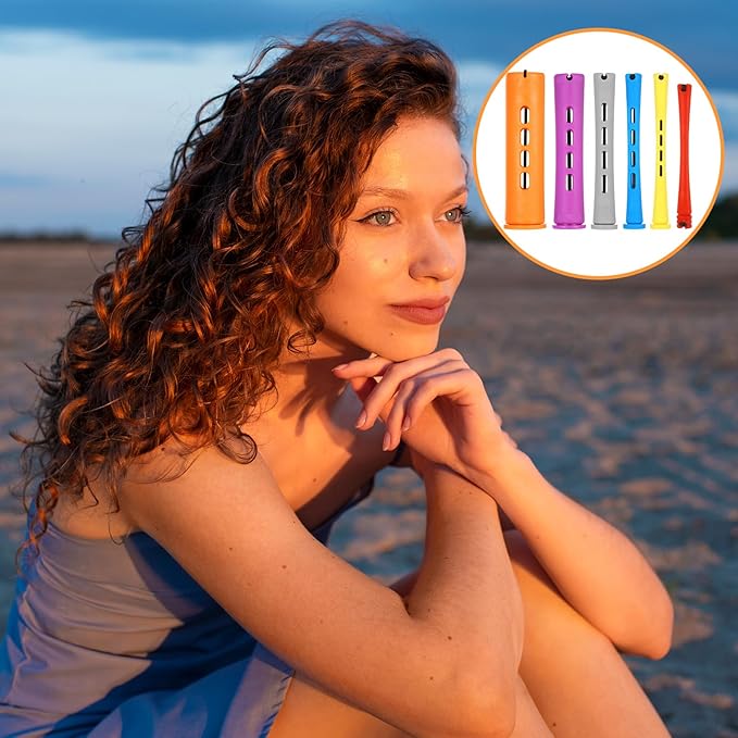 68 Pcs Hair Perm Rods Set - 6 Sizes Plastic Cold Wave Rods with Rat Tail Combs Hair Styling Clips, Perming Rods for Long Short Natural Hair Hairdressing Tools