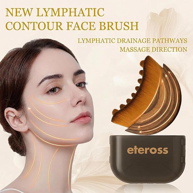 Lymphatic Contour Face Brush, Face Sculpting Tool for Lymphatic Drainage, Ultra Soft Bristles, Dry Brush, Helps Reduce Look of Puffiness, 100% Gentle & Soft on Skin | Naturally Sculpted Look