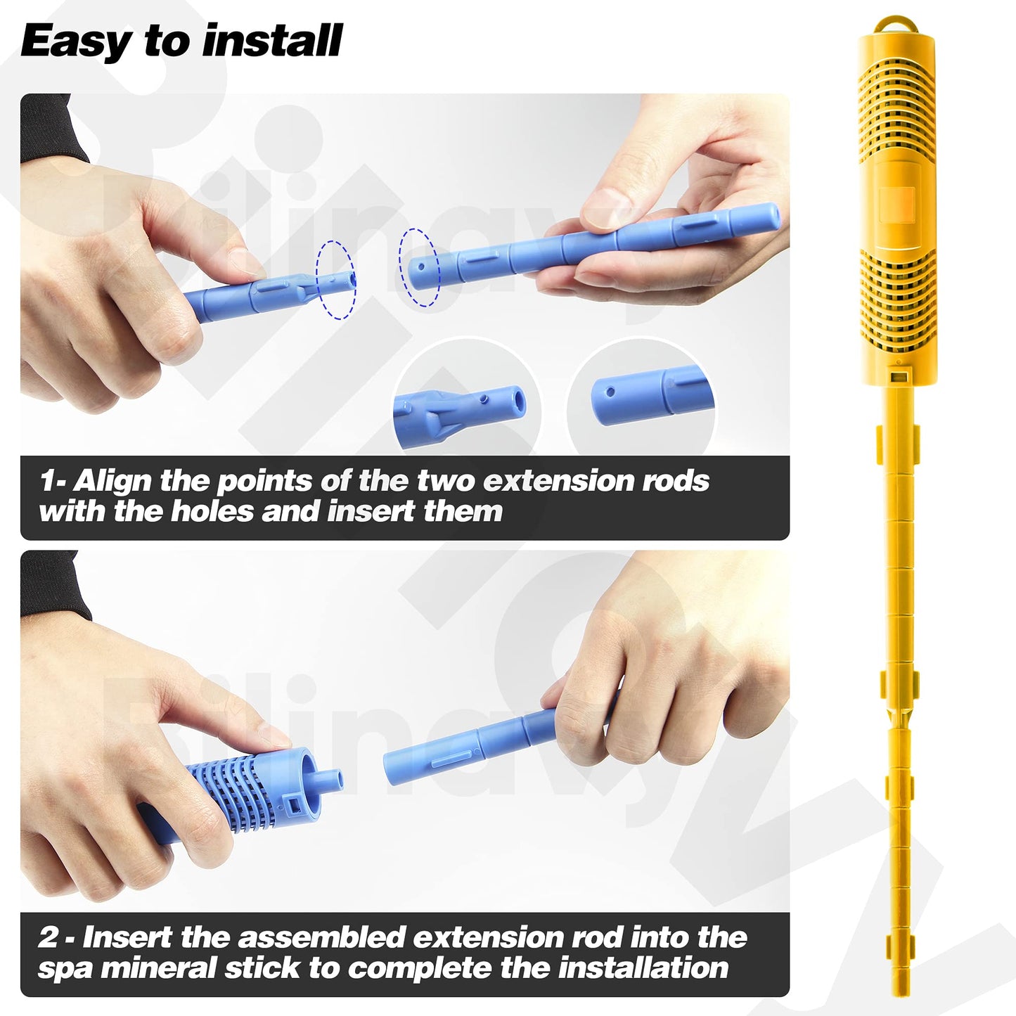 Bilinavy Spa in-Filter Mineral Sticks Parts for Hot Tub Filter Cartridge, Last for 4 Months, Yellow, 2PCS
