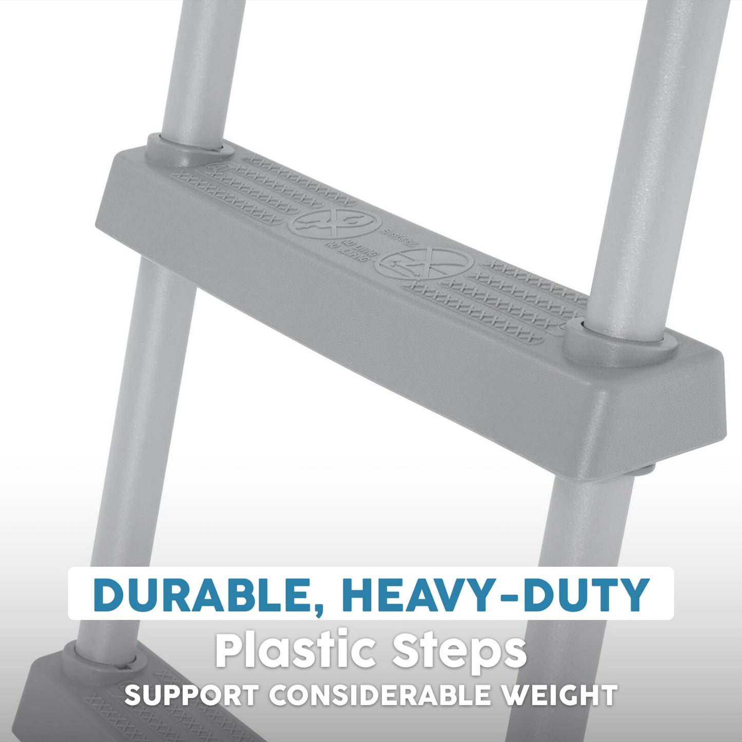 Bestway Above Ground Pool Ladder for Swimming Pools 42" or 48" Tall, Metal Frame Step Ladder with Plastic Steps for Pool Entry and Exit