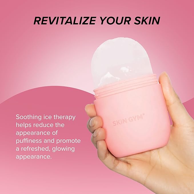 Skin Gym Ice Roller for Face, Depuffing & Cooling Tool, Minimizes Pores & Soothes Skin, Cold Therapy for Glowing Complexion
