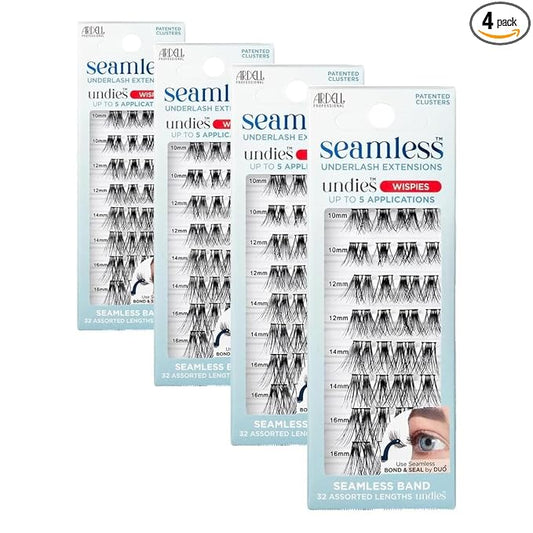 Ardell Seamless Eyelash Extensions Refill Kit,Wispies - 32 Assorted Cluster Lengths,Customizable DIY Lash Clusters for Natural Look Lashes,(Pack of 4)