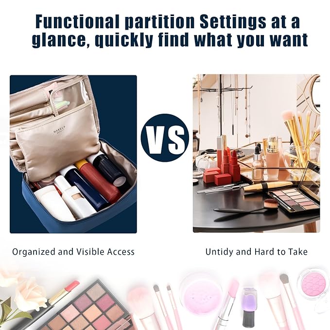Travel Makeup Bag Cosmetic Bag Makeup Bag Toiletry bag for women and men (Navy blue)