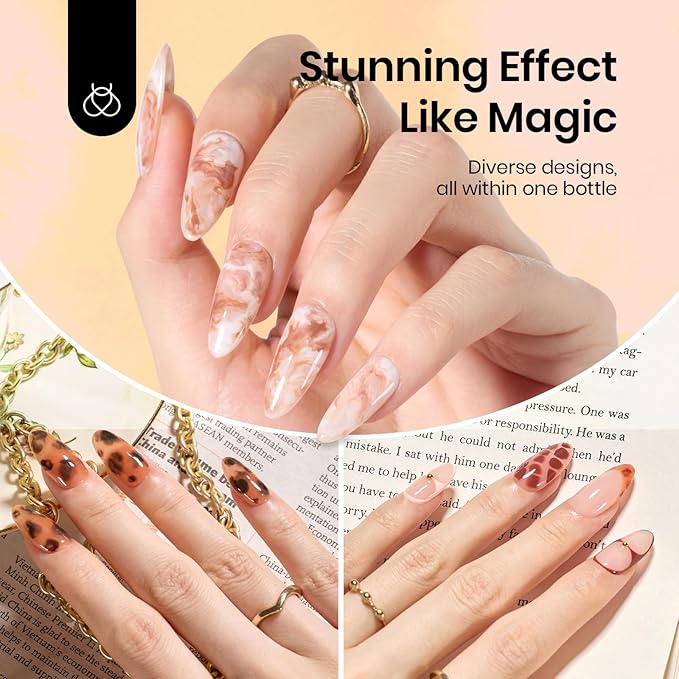 Beetles Blooming Gel: 2 Pcs 15ml Clear Uv Led Blooming Gel Nail Polish for Spreading Effect Blossom Marble Natural Stone Watercolor Floral Print Soak off Nail Diy Design