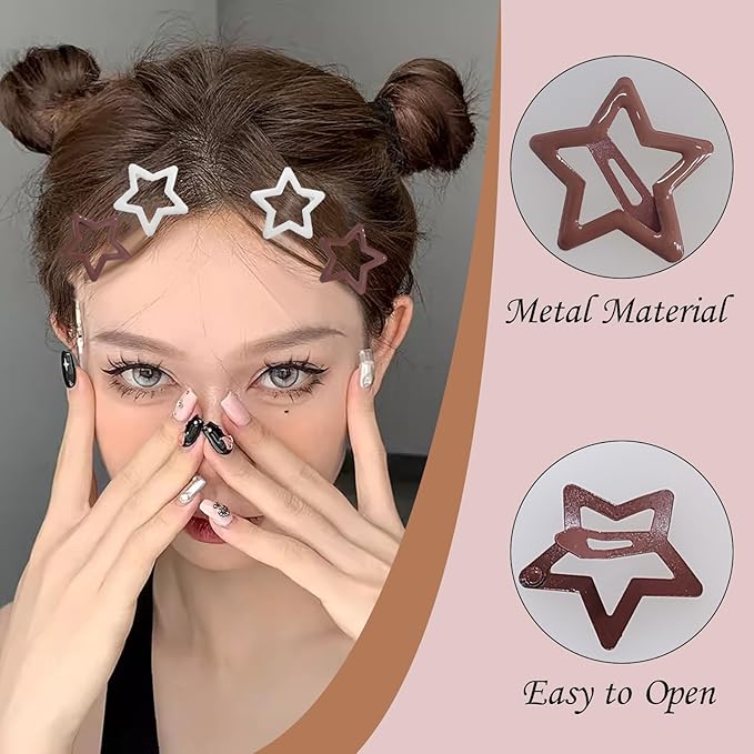 50pcs Cute Metal Star Hair Clips - Non-Slip Star Barrettes for Women, Neutral Color