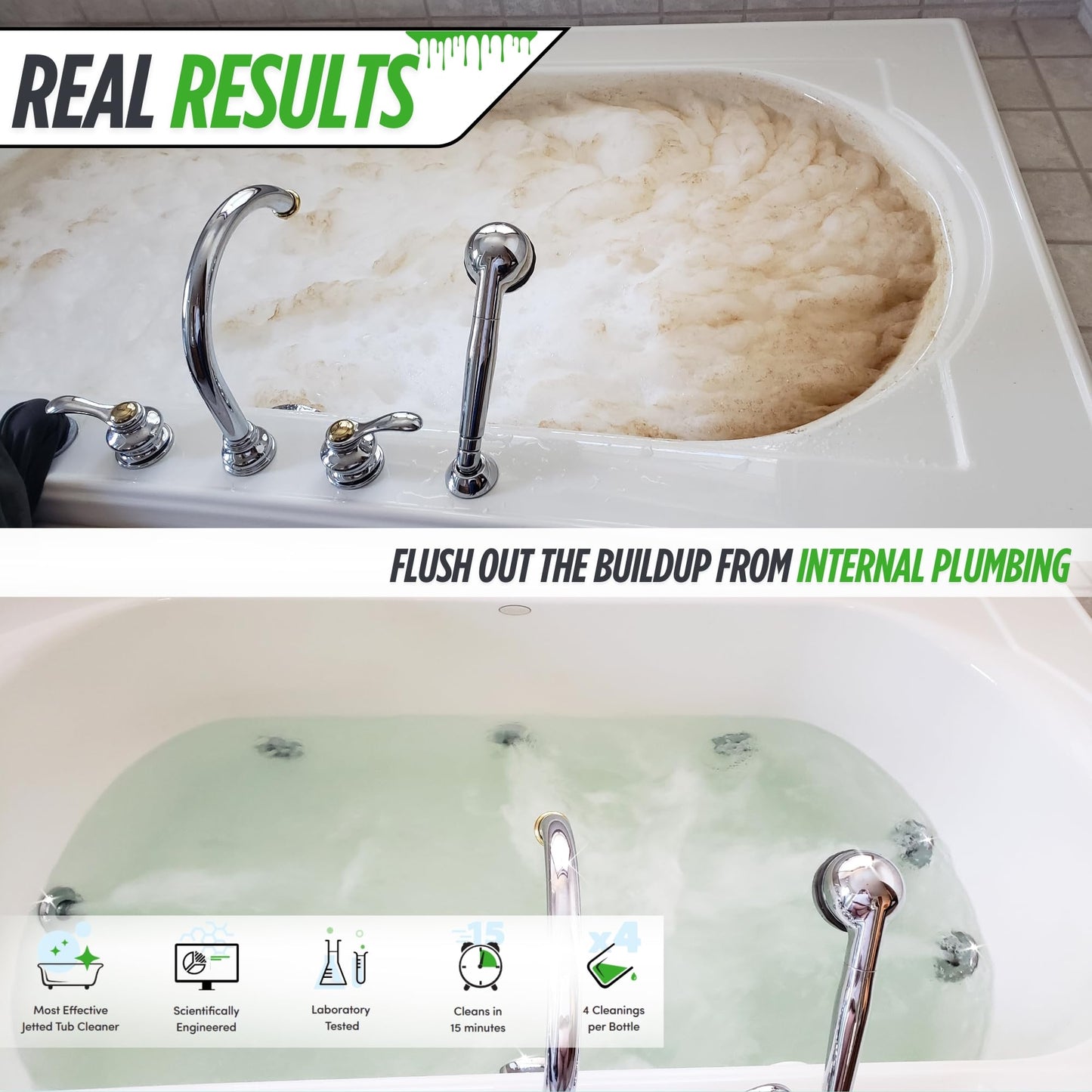 Oh Yuk Jetted Bathtub Cleaner for Jet Tubs, Whirlpools, The Most Effective Jetted Tub Cleaner, Septic Safe | Two 16 Ounce Bottles!