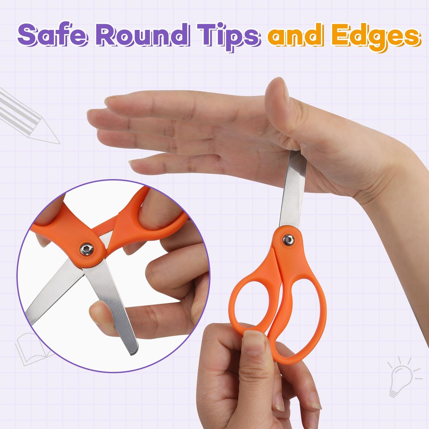 36 Packs Kids Scissors, Scissors for School, Safety Blunt Tip 5 Inch School Student Blunt Tip Kids Craft Safety Comfort Grip for Children Cutting Paper