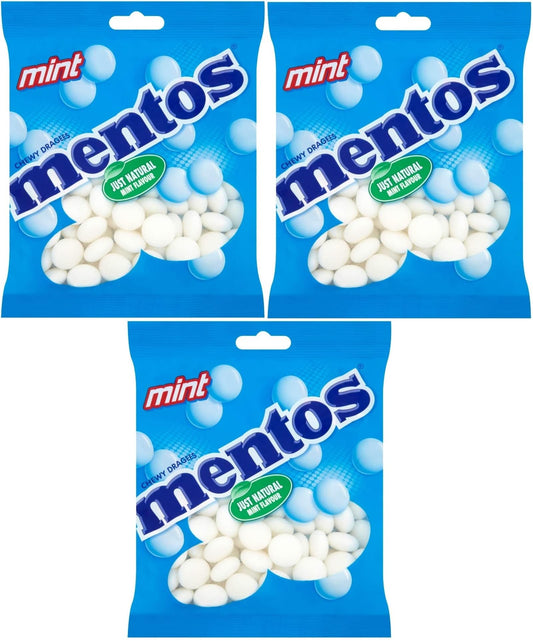 Mentos Mint Flavour Chewy Dragees, Breath Freshening Sweets - 3 x 150 g