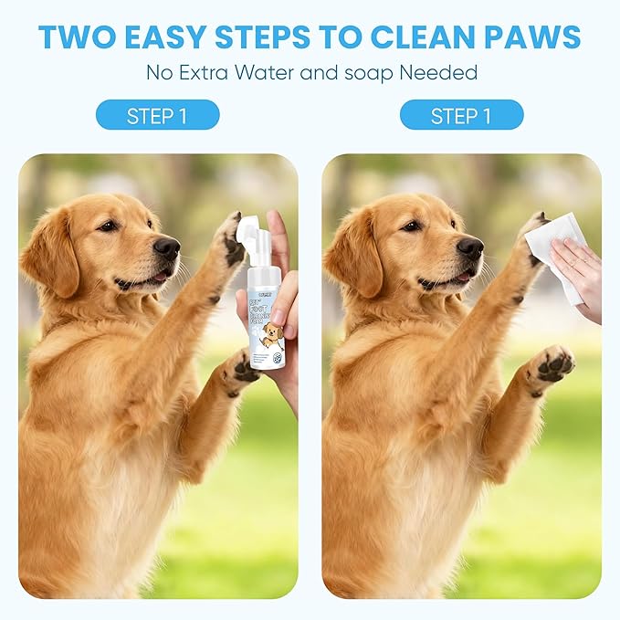 Paw Cleaner for Dogs & Cats - No-Rinse Foaming Pet Foot Washer - paw Cleaner for Dogs Built-in Scrubber Brush for Dirty, Muddy Paws - Dog feet Cleaner (Gardenia)