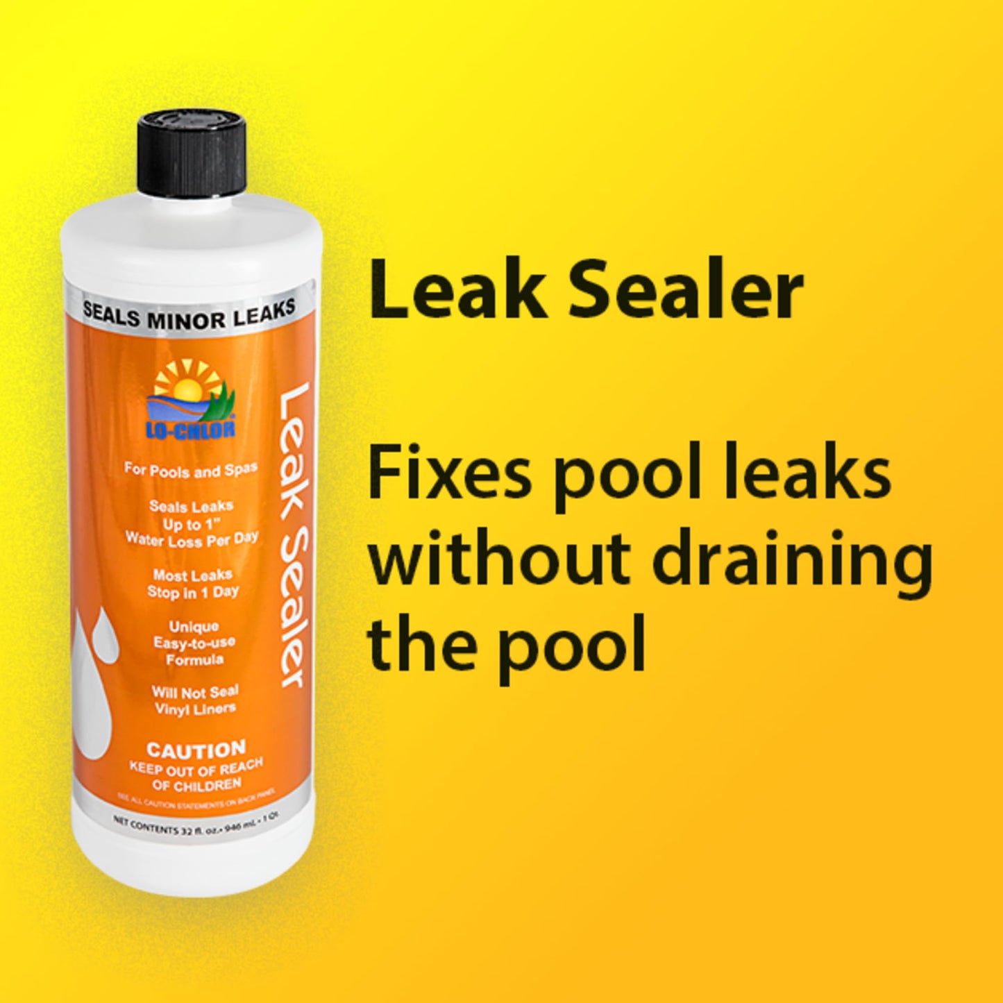Lo-Chlor Leak Sealer - No Need to Drain Pool Water, Easily Fix a Leak Pool Leak Sealer - Hot Tub Leak Sealer Works in 24 Hours to Fix a Leak Spa and Hot Tub, Fast Acting Pool Leak Repair (32oz)