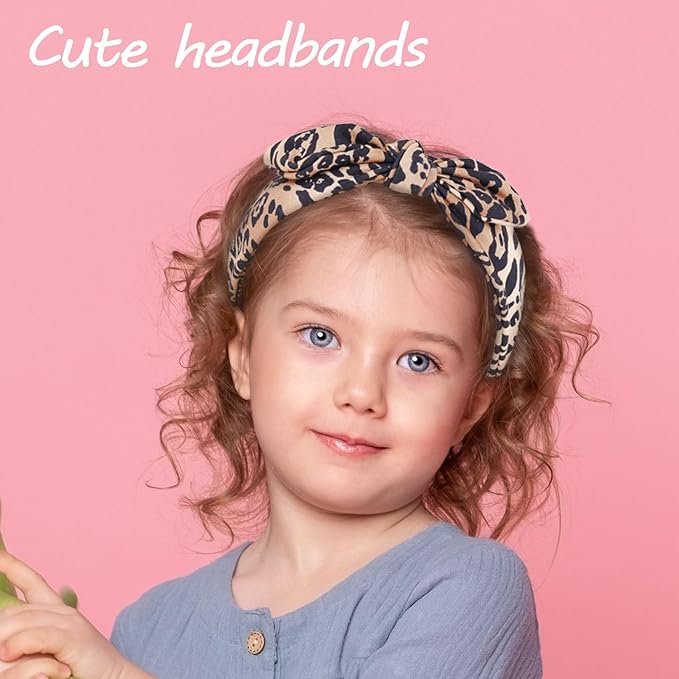 Bow Headbands for Girls, Leopard Print Thin Headband with Bow Women Hair Accessories Fashion Knotted Head Band Non Slip Hairband Hair Hoops for Girls (Red and Leopard Print, 2Pcs)