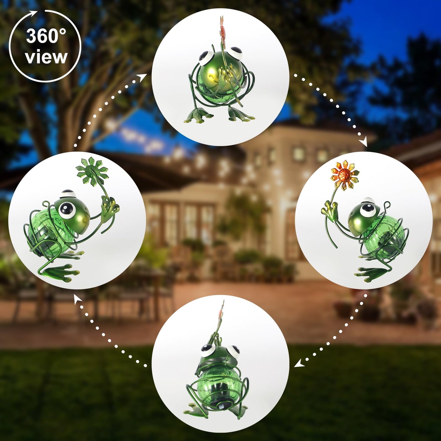 Frog Solar Outdoor Hanging Lantern Creative Small Sculpture Lights Durable Waterproof Lamp Suitable for Festivals Garden Decor Birthday Gifts for Grandma Mom Women Girl
