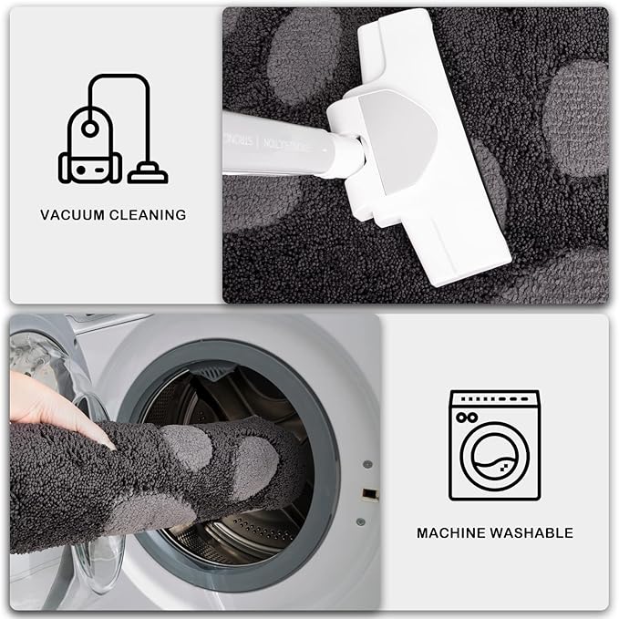 PURRUGS Dirt Trapping Door Mat 32" x 70", Non-Skid/Slip Machine Washable Microfiber Entryway Rug, Dog Doormat, Super Absorbent Welcome Mat for Muddy Wet Shoes and Paws, Charcoal