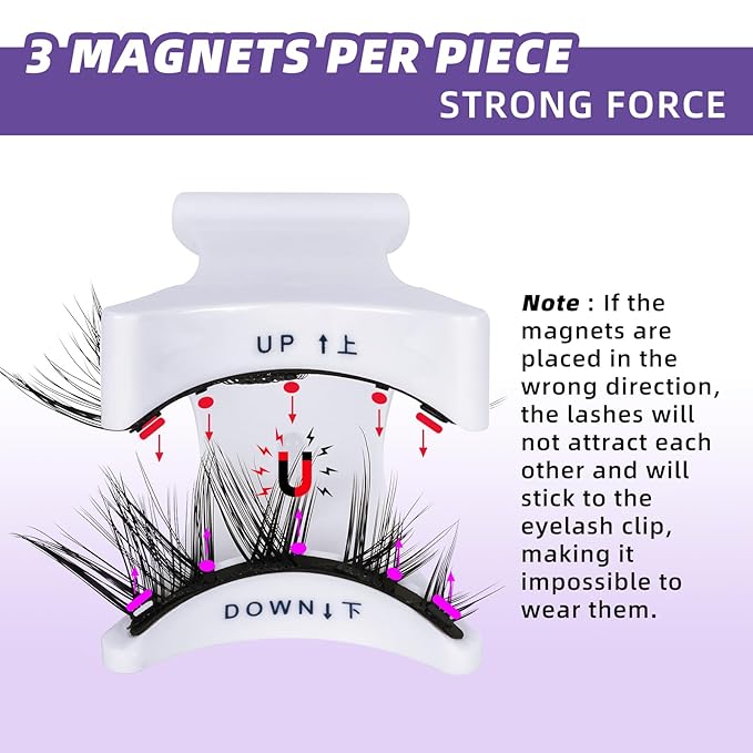 B&Qaugen Reusable Magnetic Eyelashes Natural Look False Eyelashes with Applicator Easy to Wear and Remove Glue-Free Pestañas Magnéticas(CX02)