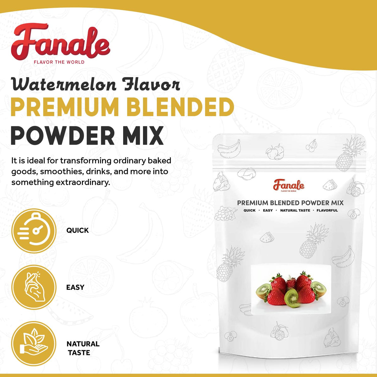 Fanale Premium Watermelon Bubble Tea Flavoring Powder | Perfect for Baking, Smoothies, Desserts and Drinks | Instant Flavoring Powder for Boba Milk Tea - 2.2 Pounds (Pack of 1)