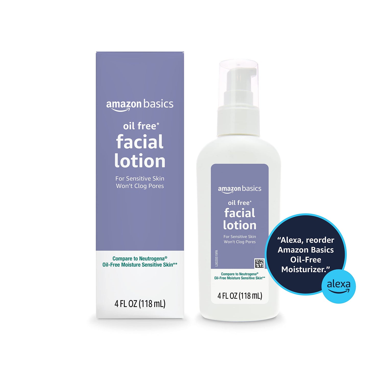 Amazon Basics Oil-free Facial Moisturizer for Sensitive Skin, Fragrance Free, 4 Fluid Ounce (Previously Solimo) (Pack of 3)