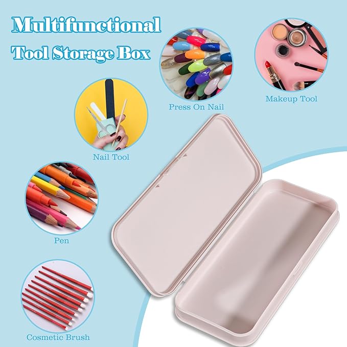4 Pieces Plastic Storage Personal Box for Nail, Nail Implement Storage Box Organizer Case Manicure Tool Box for Nail Pedicure Supply Tools (B-multicolor)