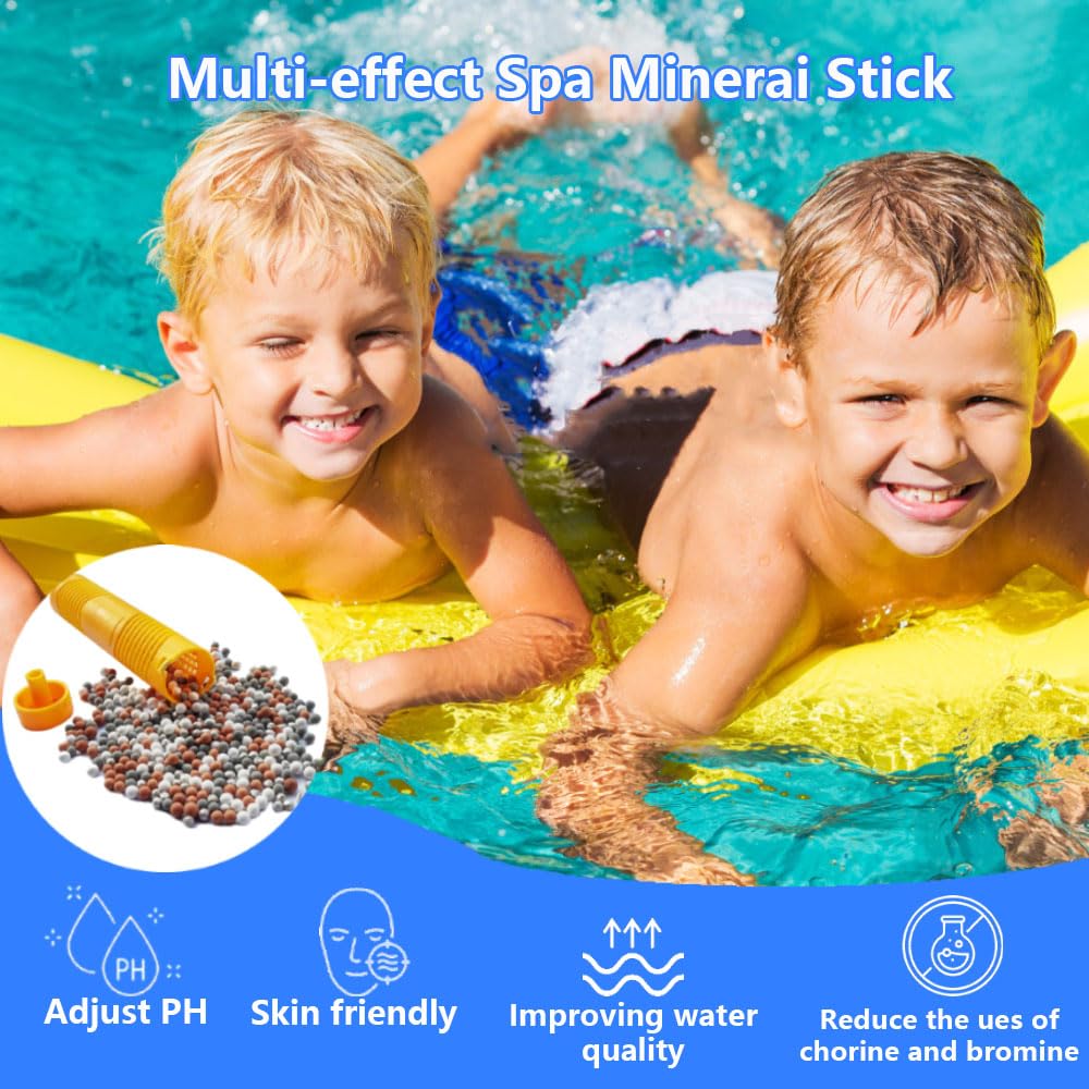 OBMAO Spa Mineral Sticks, Hot Tub Mineral Stick, Spa Mineral Sticks for Hot Tub with 4 Months Lifetime Universal for Pool&Hot Tub to Keep Water Clear(Yellow,2PCS)