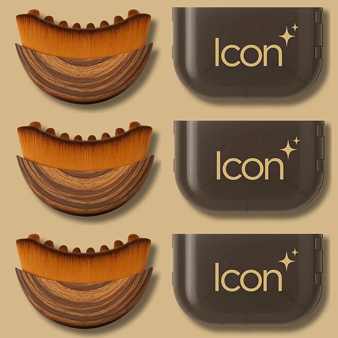 ICON Lymphatic Contour Brush for Face, Face Sculpting Tool for Lymphatic Drainage, Ultra Soft Bristles, Dry Brush, Helps Reduce Look of Puffiness (3 Pack)