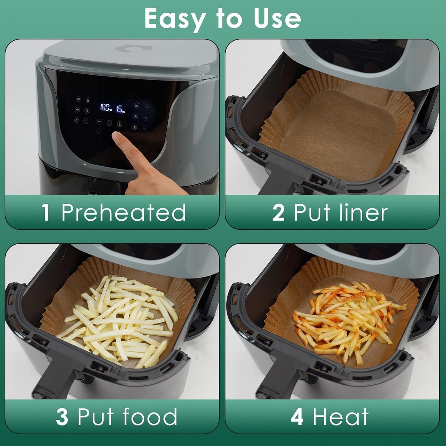 500 Pcs Air Fryer Paper Liners, 8" Square Air Fryer Liners Disposable, Heavy-Duty Parchment Paper for 5-8 qt Airfryer Basket, Non-Stick & Grease-Proof Baking Liner for Oven Pan