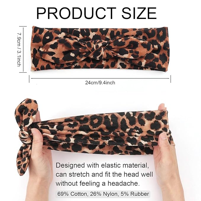 DRESHOW 8 Pack Headbands for Women Bow Knotted Hair Band Facial Cloth Rabbit Ears Running Sport Elastic Hair Wrap