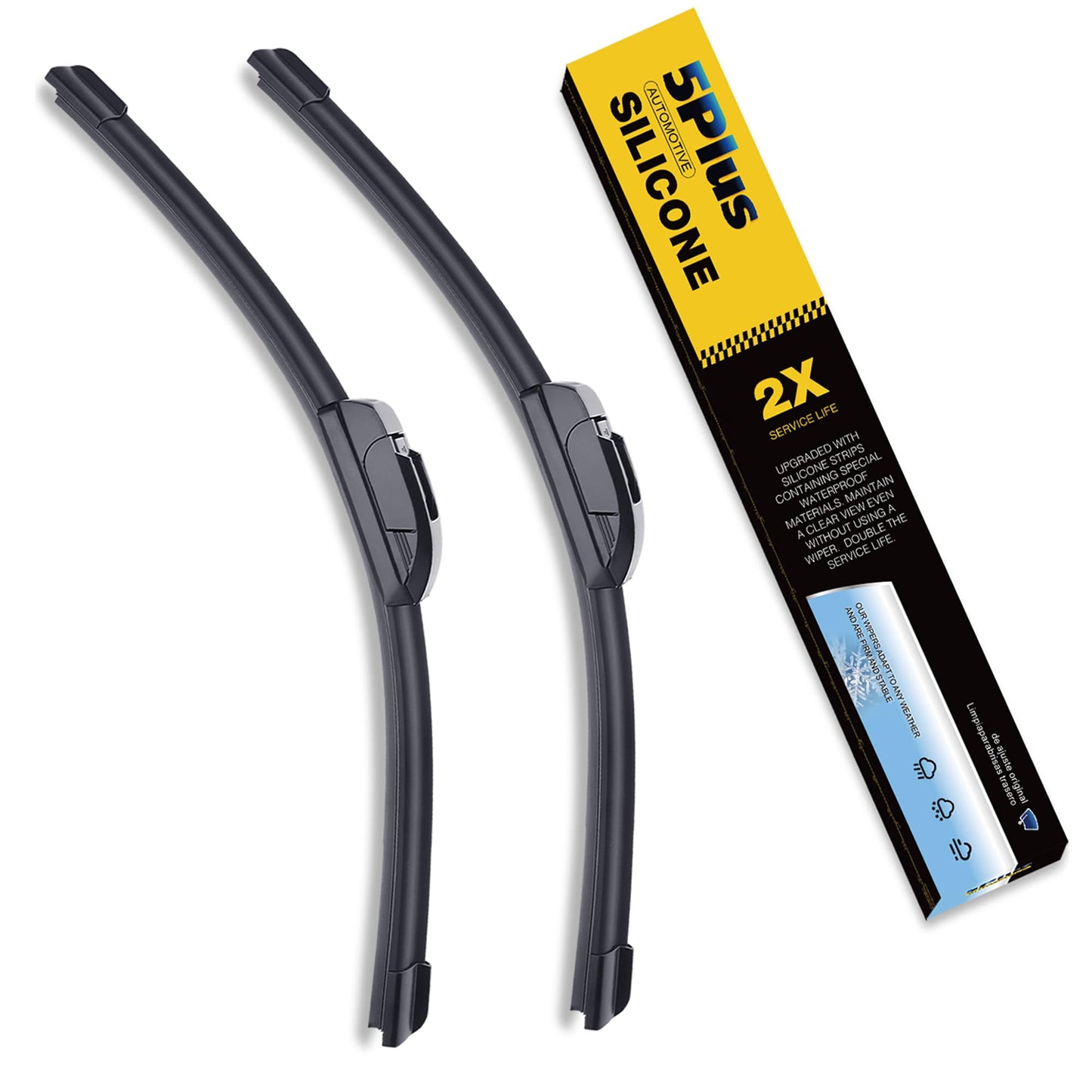 5 PLUS® Silicone Wiper Blades 22 inch wiper blades 2 pack Replacement For Ford F Series 2020-2012 Expedition 20-08,Chevy Silverado GMC Sierra Series 2023-2019 06-99,Impala Suburban, Windshield Wiper