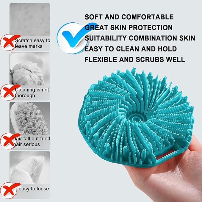 Silicone Body Scrubber for Shower Men Women, Exfoliating Body Scrubbers for Use in Shower, Silicone Body Brush for Showering, Charcoal, Easy to Clean - Body Brush Buffer Scrubber for All Skin Types
