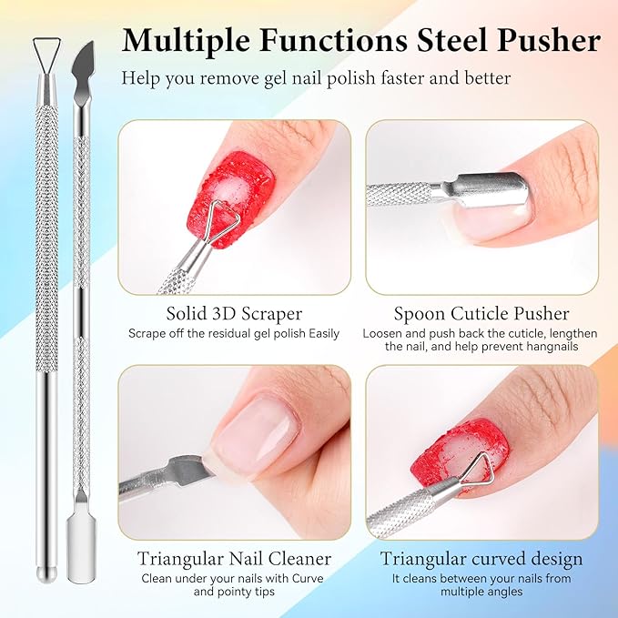 JODSONE Gel Nail Polish Remover Kit Set with 15ml Gel Nail Polish Remover,Cuticle Oil,Latex Tape,Cuticle Removers Liquid,Cuticles Trimmer,Removers Manicure Tool Set for Home Use,No Soaking Wrapping