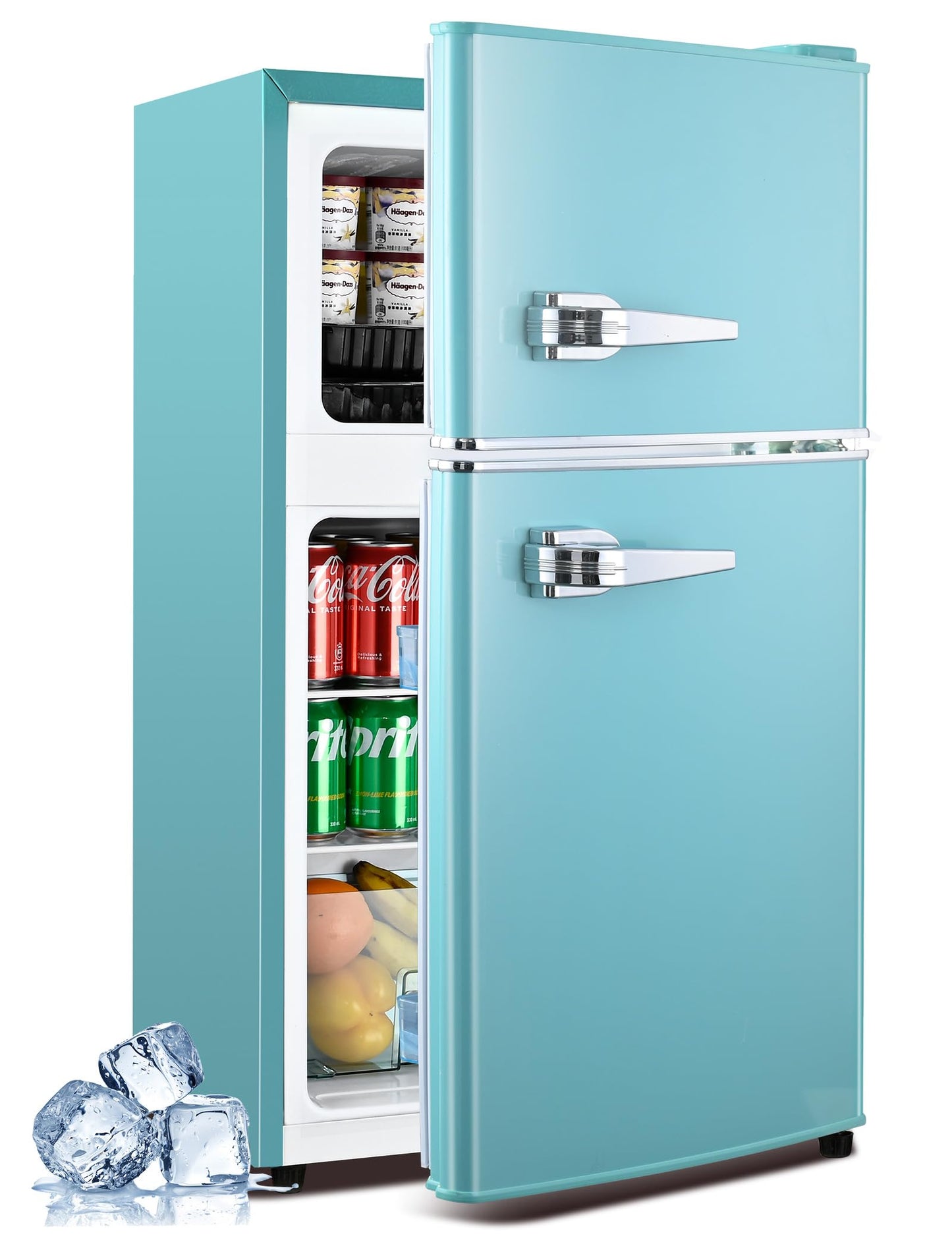 Anypro 3.2 Cu.Ft Fridge with Freezer, Double Door Refrigerator with Freezer, Temperature Control, Adjustable Shelves, Fridge for Office, Bedroom, Dorm, Garage, RV