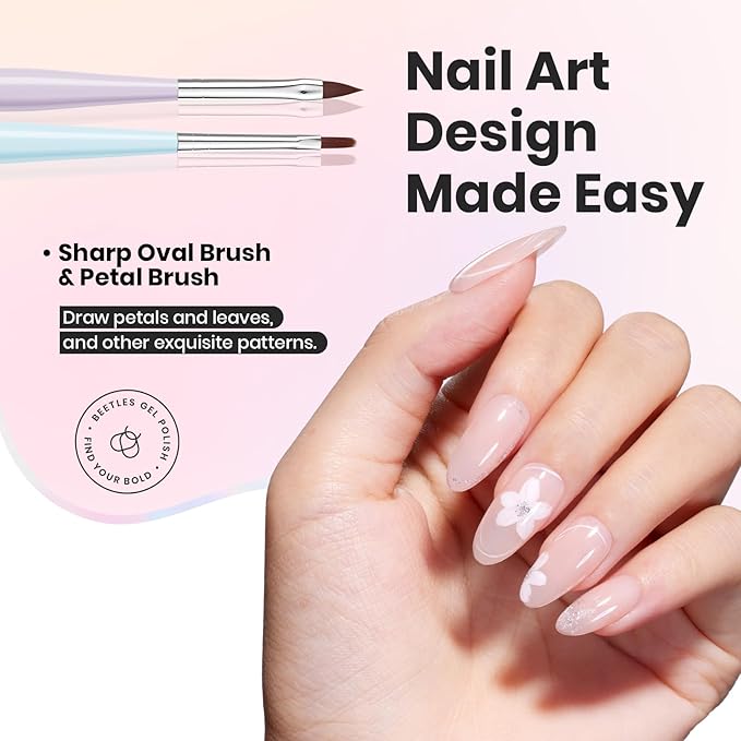 Beetles Nail Art Brushes Set, 7Pcs Nail Art Tools, Fingernail Art Design Pens, Wood Alloy Handle Nail Brush Set, Nail Brushes for Nail Art Salon DIY at Home Manicure Gifts for Women