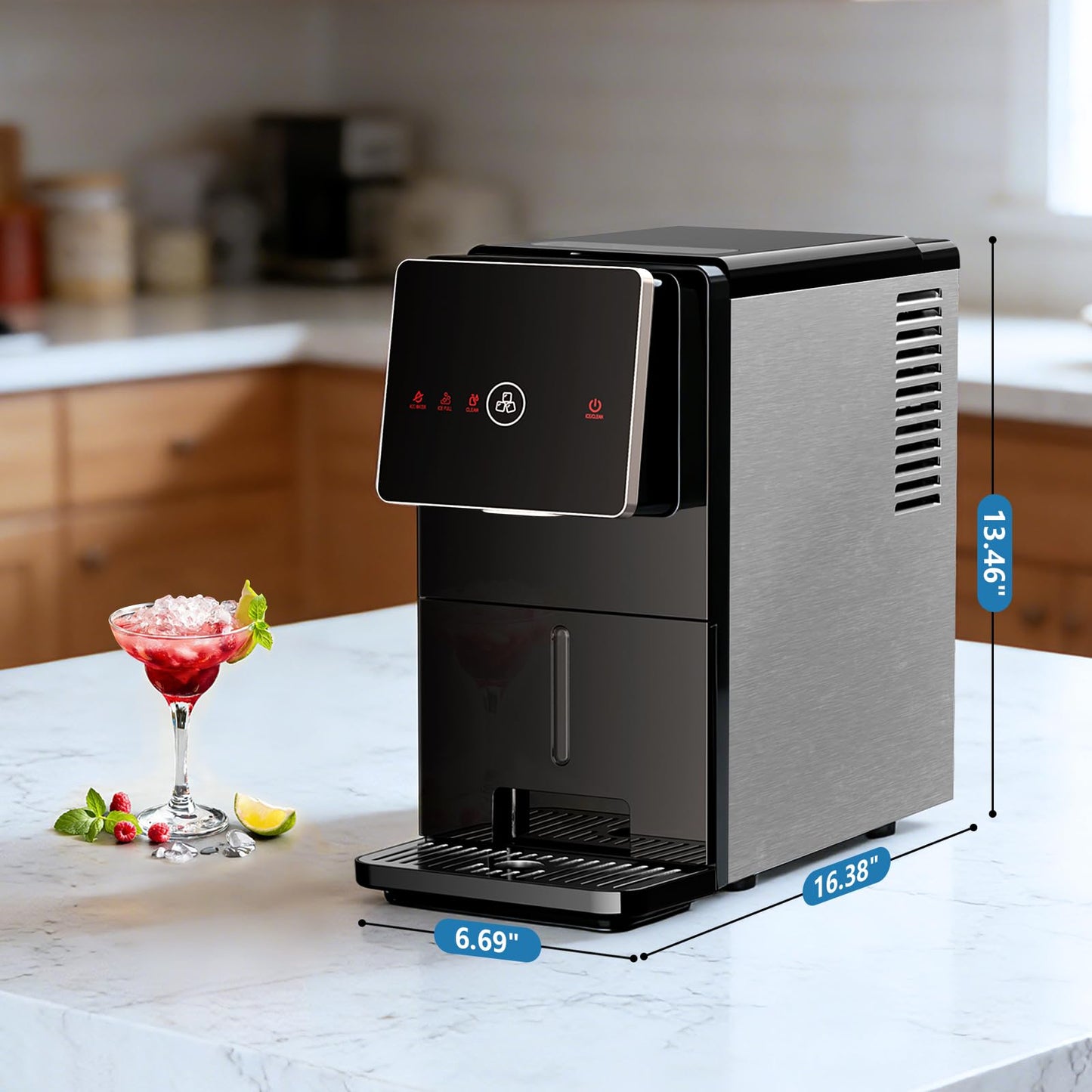 Antarctic Star Countertop Nugget Ice Maker, Self-Cleaning Portable Ice Machine, 33 lb/24H, 1.8L Water Tank, 1.5 lb Ice Storage, Touch Screen & Auto Ice Drop, for Home/Office/Kitchen