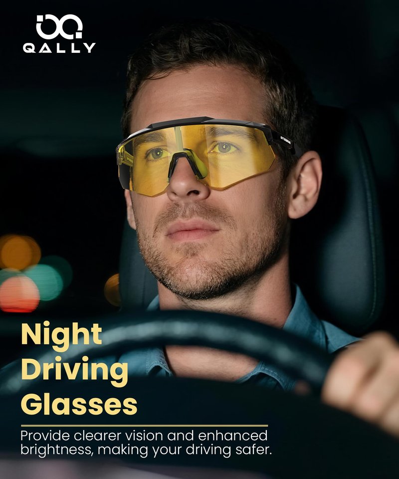 QALLY Polarized Sport Sunglasses Men Women Bike Sunglasses for Men Cycling UV Protection Baseball Running 3 Packs