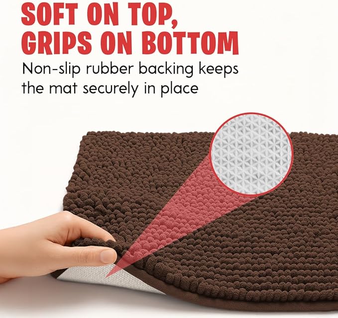 MudGuard Mat™ Dog Door Mat for Muddy Paws, Super Absorbent Microfiber, Non-Slip Indoor Mat, Quick Dry Chenille Mud Mat for Dogs & Entryway, Washable, Choco 24" x 36"