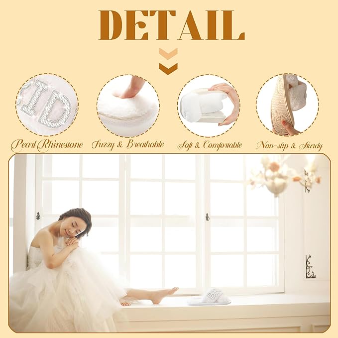 Bridal Shower Gifts, Bride to Be Letter Makeup Bag with Pearl Rhinestone Fuzzy Bride Slippers Wedding Engagement Gifts for Her, Bachelorette gifts