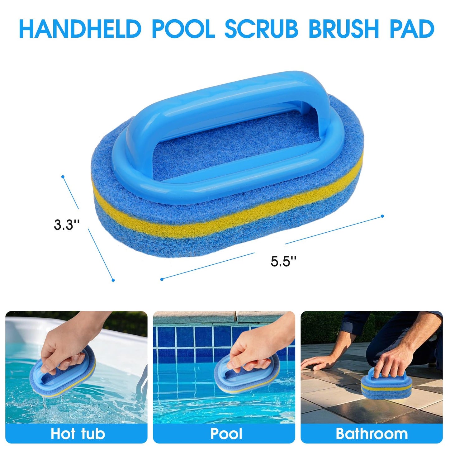 TidyMister All in One Pool Cleaning Kit - 18'' Repairable Pool Nylon Net & 18'' Detachable Round Brush & 11'' Fine Mesh Skimmer Net & Pool Chlorine Floater & Handy Scrubber for Water Line Cleaning