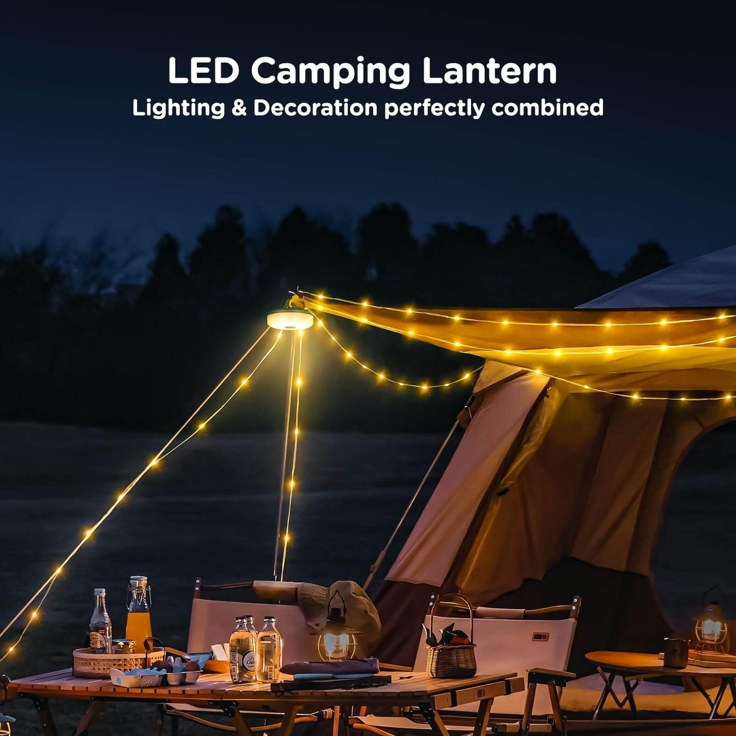 OGERY 2-Pack Camping String Lights, 4 in 1 Quick Storage 32.8FT Rechargeable Indoor Outdoor Fairy Lights String with 8 Lighting Modes, Hanging Portable LED for Christmas Decor Patio Party Essentials