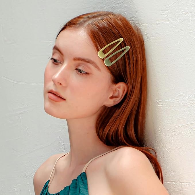 Small Hair Barrettes For Women No Slip Metal Snap Clips For Thin And Fine Hair,Matte Brown Yellow,20 PCS,1.97 x 0.5 Inch.