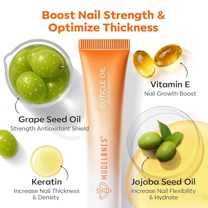 modelones Cuticle Oil Pen Orange Nail Oil for Growth and Strength Nail Growth Oil Cuticle Softener Quick Dry Nail Care Moisturize and Strengthen Damaged Nails 10ml 0.34Fl Oz